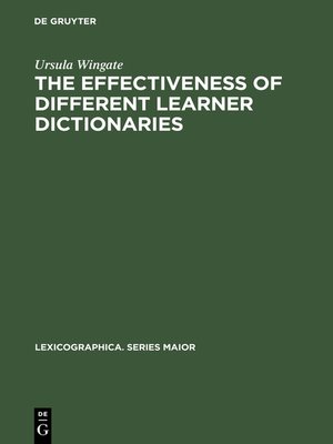 cover image of The Effectiveness of Different Learner Dictionaries